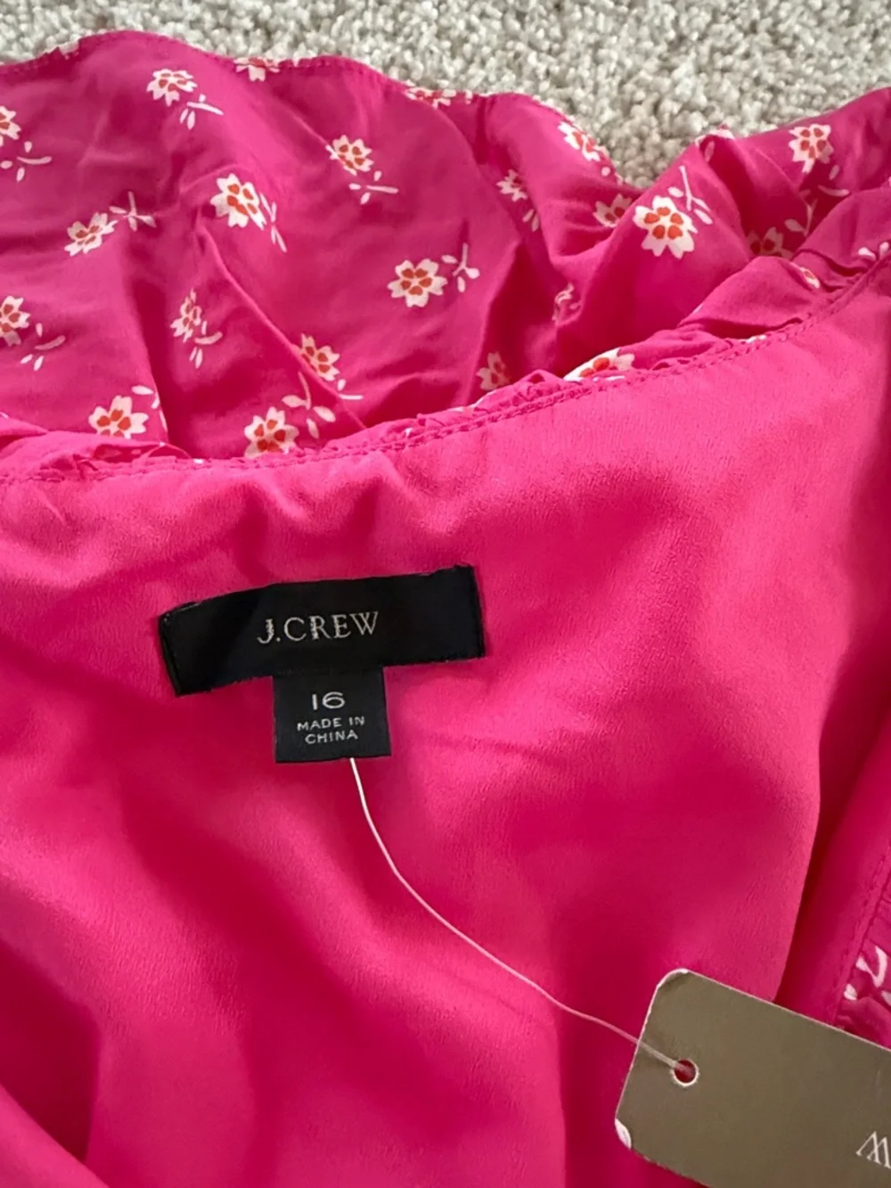 J. Crew Vibrant Hot Pink Floral Lined Dress - Picture 4 of 8